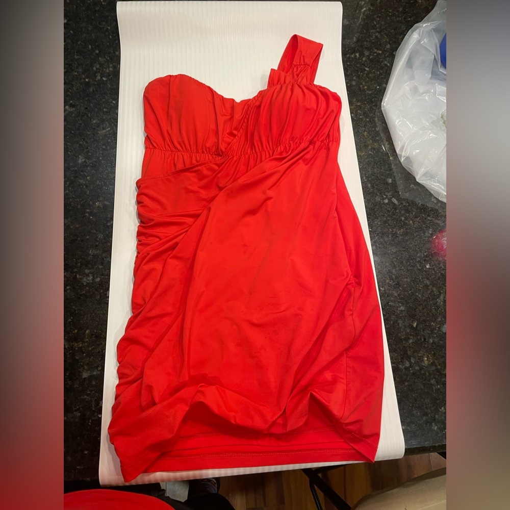 BEBE one shoulder night out dress